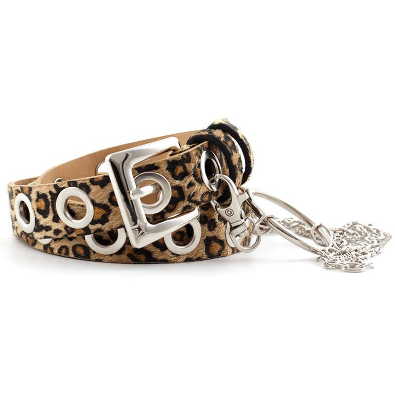 Chic Faux Leather Punk Style Circle Chain Belt With Bold Graphic Elements For Fashionistas