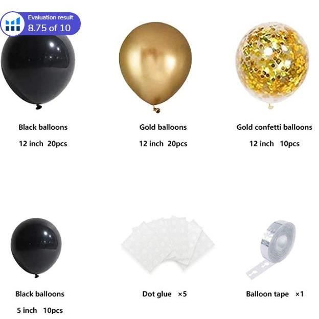 Kit de décoration - 66PCS - Anniversaire - Noir - Or - Blanc