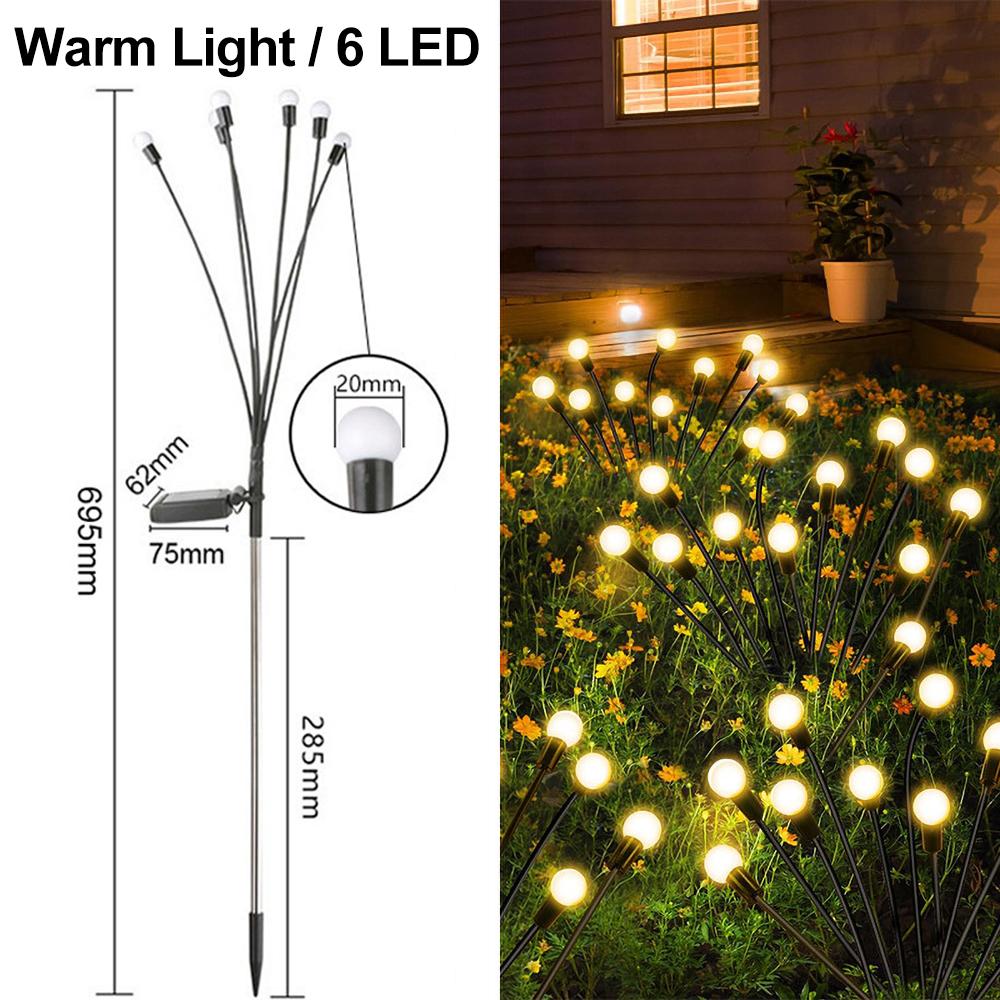 Солнечные светодиодные фонари, уличный светлячок, пейзажная лампа, украшение сада, водонепроницаемый домашний газон, фейерверк, Рождественская терраса, декор для балкона