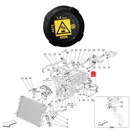 Coolant Reservoir Expansion Tank Cap for Maserati Quattroporte (M156) 2014-