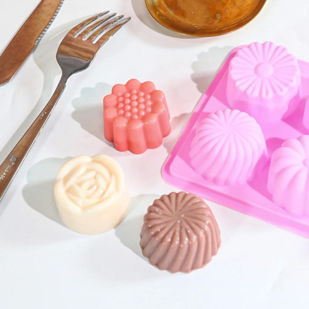 8 Holes Rose Flower Pudding Silicone Molds DIY Heart Mousse Cake Making Tray Love Shape Candle Soap Moulds Daisy Chocolate Gifts