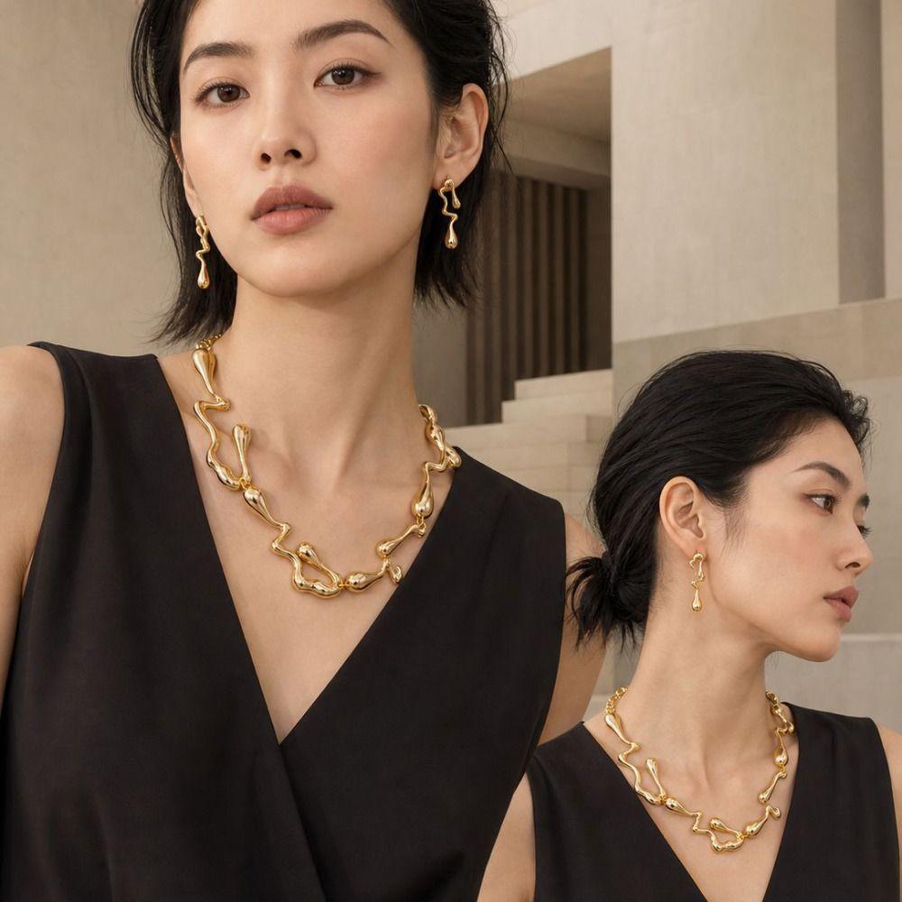 INS Irregular Jewelry Set Geometric Design Punk Necklace Women's Jewelry Kit Daily Wear