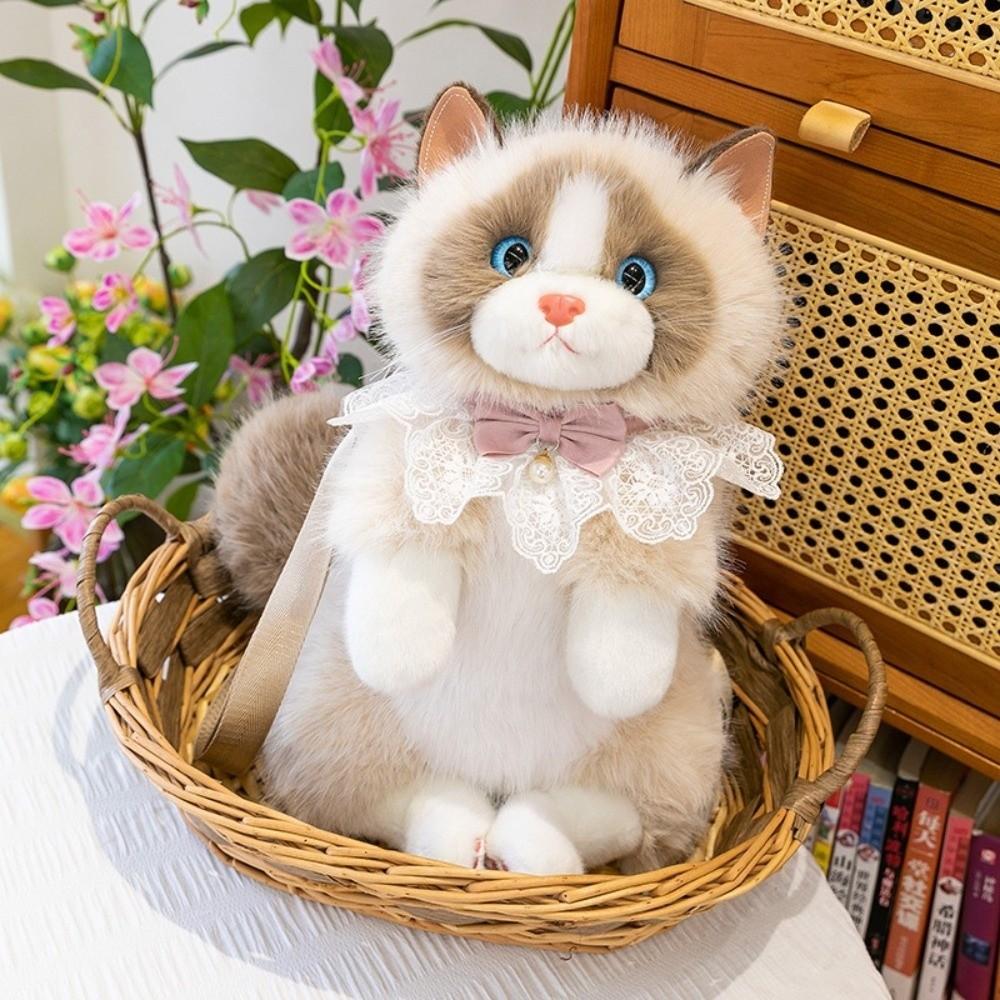 Новый реалистичный кукла-марионетка в виде кошки, рюкзак-кошка, мягкая пушистая, милая мультяшная кукла-рюкзак, школьные сумки, подарки