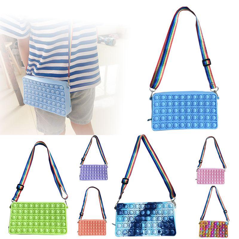 Soft Silicone Pop It Shoulder Bag With Decompression Toys For Stress Reduction