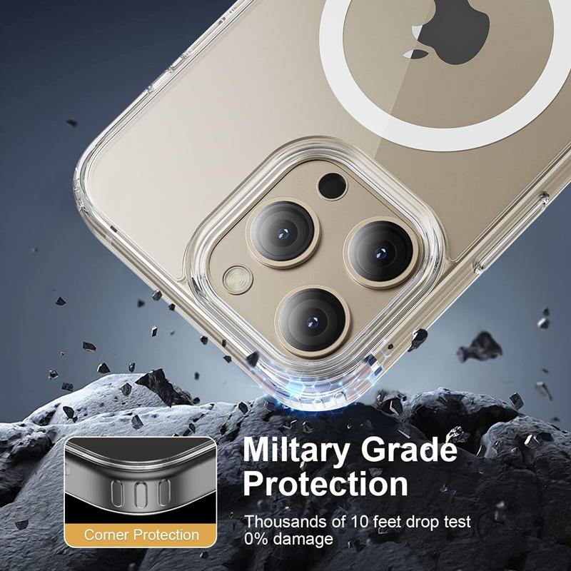 Магнитный прозрачный чехол для iPhone 17 16 15 14 13 11 12 Pro Max Plus Прозрачный чехол Крышка для беспроводной зарядки Совместимый с Magsafe