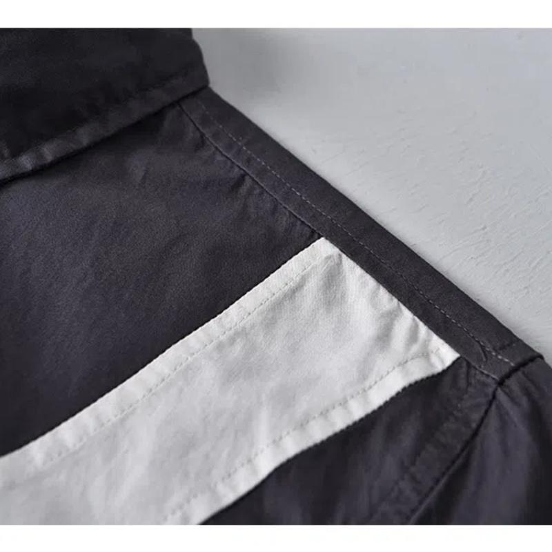 Летние модные мужские рубашки в японском стиле с коротким рукавом в стиле карго, уличная рубашка в стиле пэчворк, чистый хлопок, мягкие и удобные повседневные мужские топы