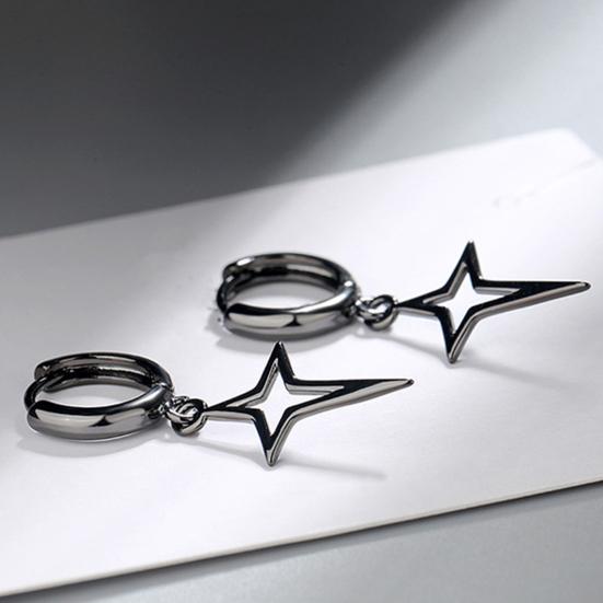1 Pair Women Earrings Solid Color Star Shape Hip-hop Sturdy Lady Drop