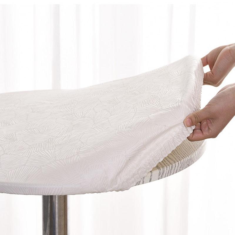 Round Waterproof Table Cover Cloth Protector Polyester Tablecloth Catering Fitted Table Cover with Elastic Edged