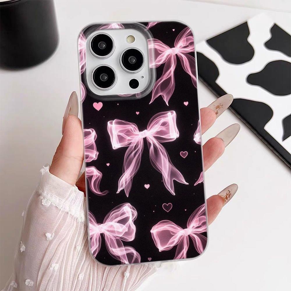 Розовый бант-сердечко Чехол для телефона Для iPhone 17 17Air 16 15 14 13 12 11 Pro Max 14 15 16 Plus Матовый Ударопрочный Мягкий Чехол Funda