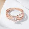 Простые глянцевые кольца-кресты для женщин, модные, цвета розового золота, с аксессуарами из натурального циркона, повседневные изящные украшения