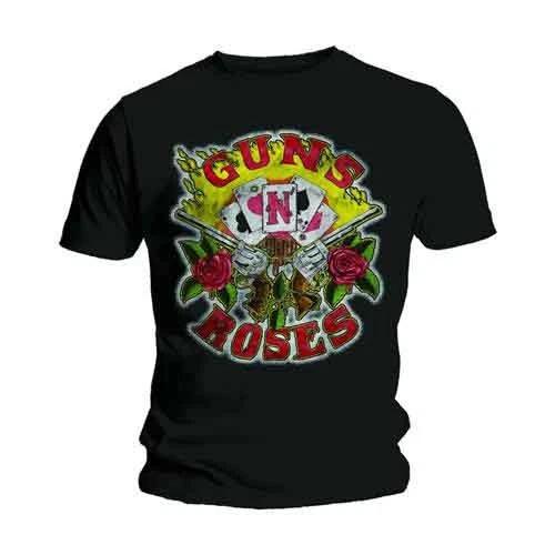 Guns N' Roses Cards T-Shirt Black New