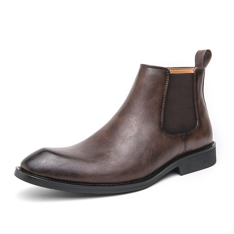 Fashion New Winter Fashion Chelsea Ankle Boots Men's Black Brown Pointed Slip On Casual Shoes Luxury Brand High-tops Zapatos Hombre