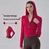 Женский костюм для йоги с капюшоном и V-образным вырезом - Приталенный с длинным рукавом для осени/зимы для пилатеса и бега