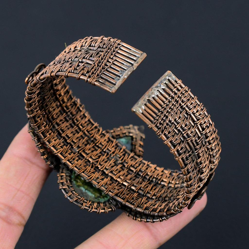 Charming Turquoise Gemstone Handmade Copper Wire Wrap Jewelry Adjustable Bracelet