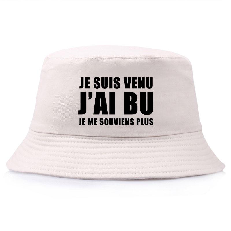 Модная двусторонняя панама с принтом Je Suis Venu J'ai Bu Je Me Souviens Plus для взрослых, летняя, солнцезащитная, пляжная, рыбацкая кепка, кепка с козырьком для мальчика