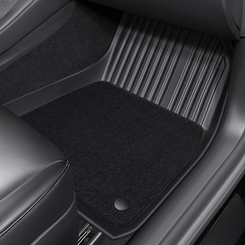 Высокоэластичные нейлоновые коврики TPE для Tesla Model 3 — полноразмерные, одно-/двухслойные.