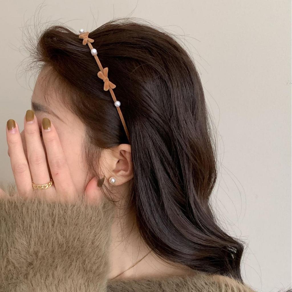 Повязка на голову Runaway Princess Pearl Bow Flocked - Женская осенне-зимняя мода