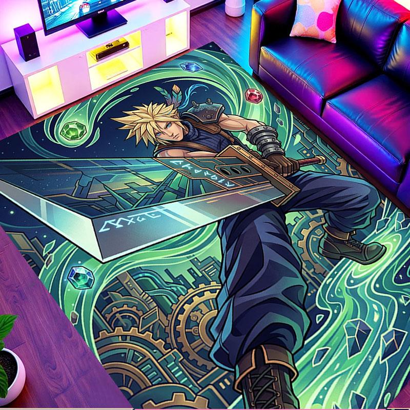 Final Fantasy Print Rug, Washable Floor Carpet, For Entryway Dorm Laundry Room Office Study, Home Decor Birthday Christmas Gift