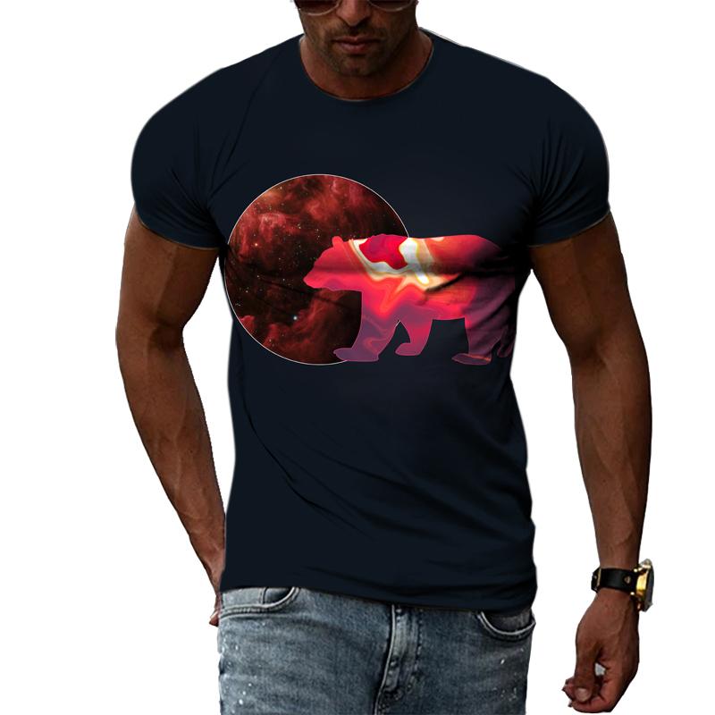 Летние оригинальные футболки с изображением медведя и животного, мужские повседневные футболки с интересной индивидуальностью и круглым вырезом с 3D принтом и короткими рукавами, уличная одежда