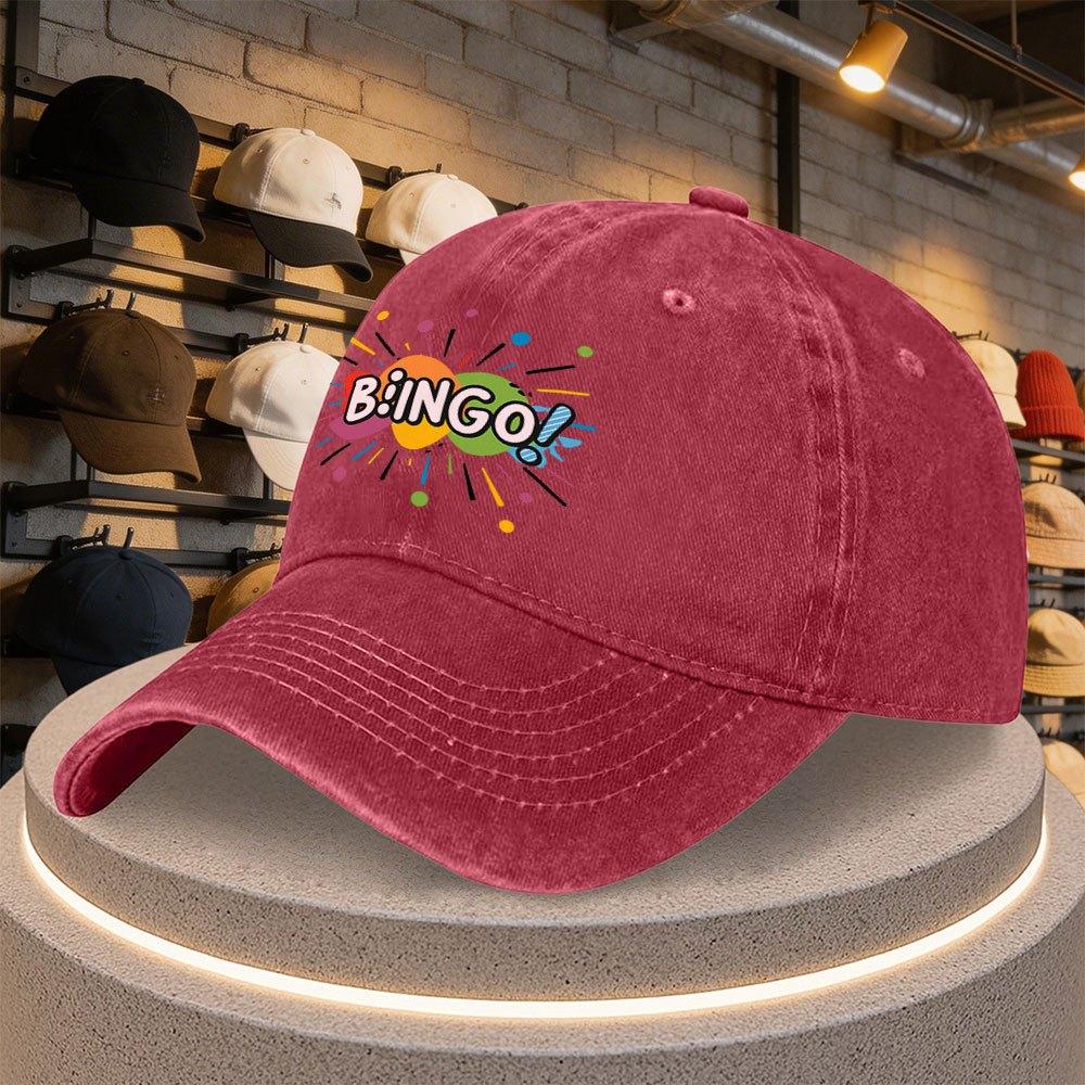 BINGO Printed Baseball Cap with Colorful Bingo Ball Patterns Adjustable Snapback Casual Party Hat Multiple Colors