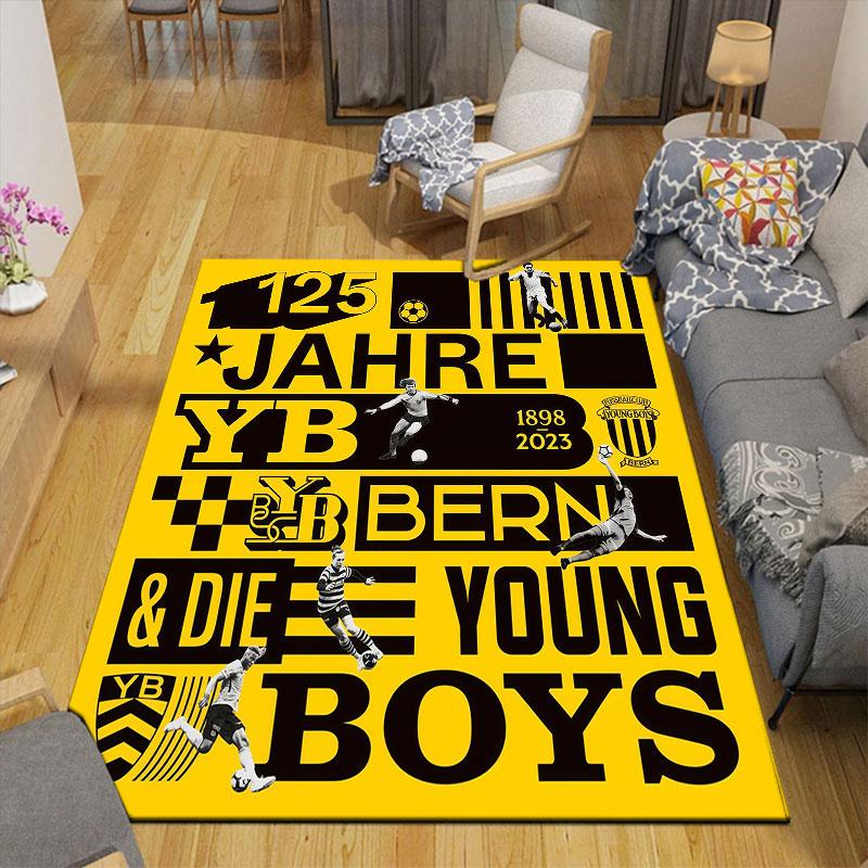 Young Boys Flannel Printed Carpet, Home Sofa Decoration for Living Room & Bedroom, Non‑Slip Play Flannel Floor Mat for Game Room