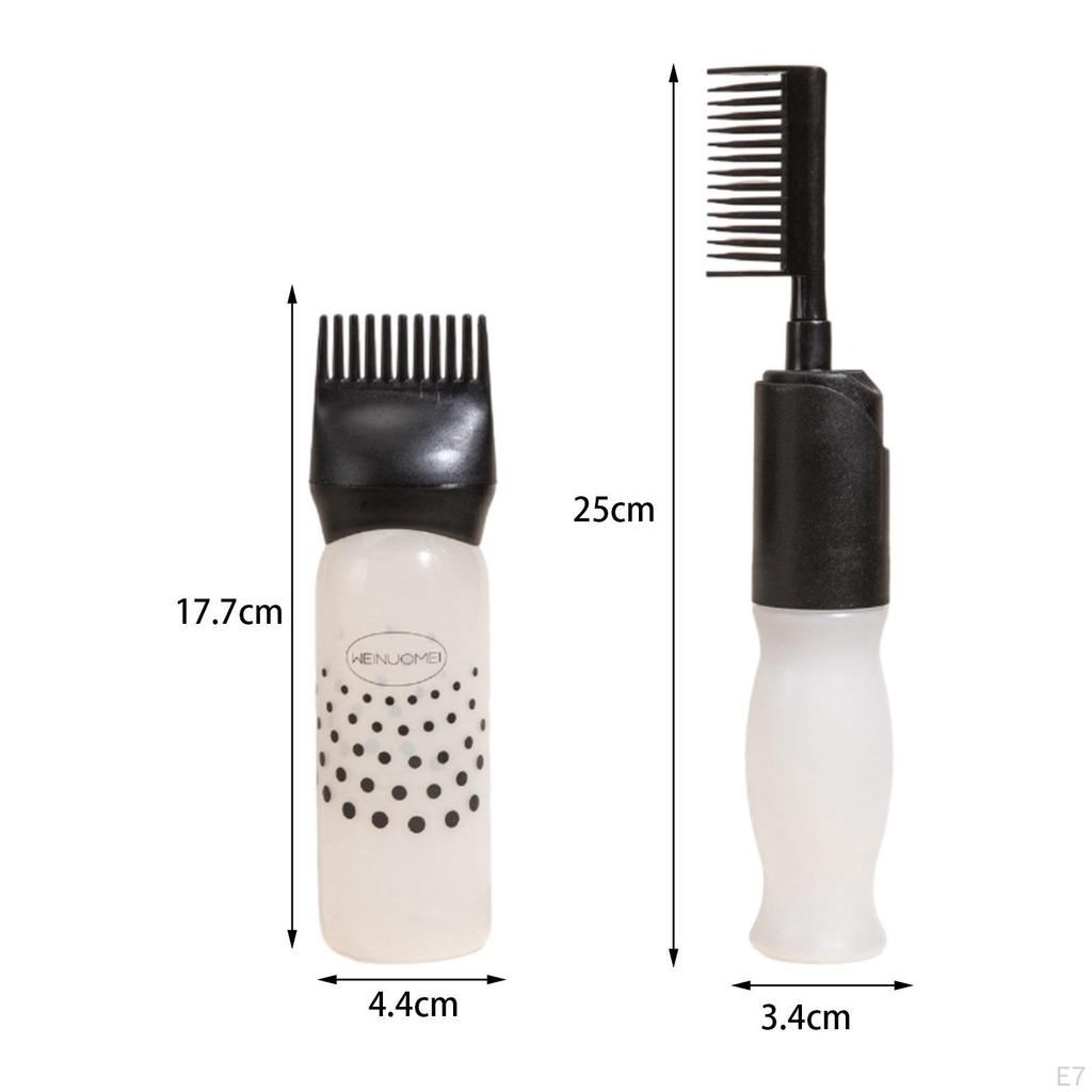 2 Bottles Comb Hair Oil Brush Dye Bottle for Dyeing Permanent Hairdressing Tool