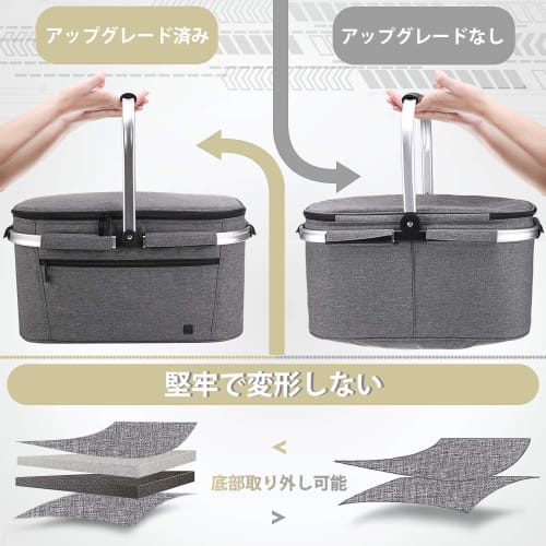 Складная корзина для пикника большой вместимости 32 л с охладителем и изоляционной способностью, алюминиевый каркас, усиленная конструкция, водонепроницаемая, легкая и идеальная