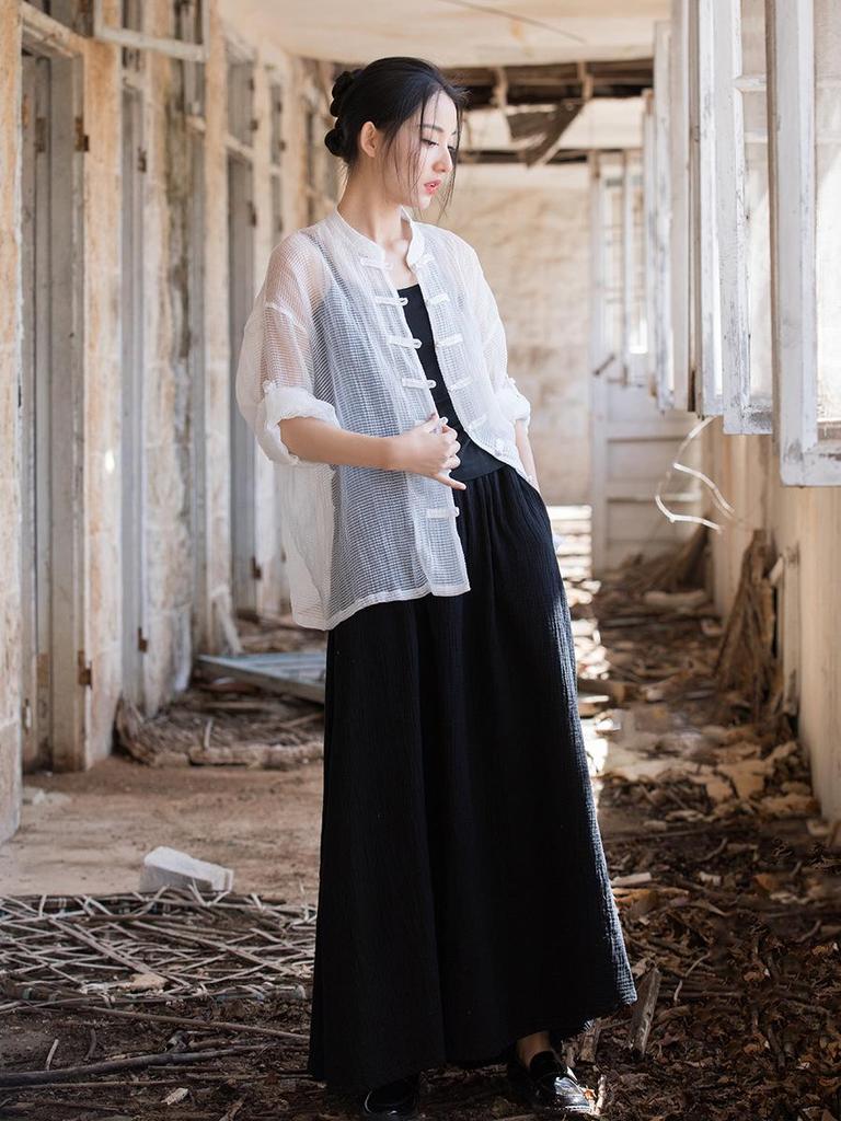 Women's Chinese-Style Cotton Linen Sunscreen Cardigan - Summer Trend