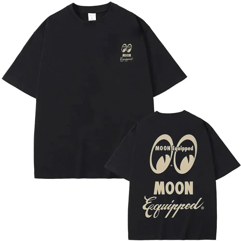Классическая американская культура тюнингованных автомобилей Mooneyes Moon Графический принт Футболка Мужская Женская High-street Хип-хоп Мода Свободный Повседневный Большой Размер Верх Летний Новый Футболка