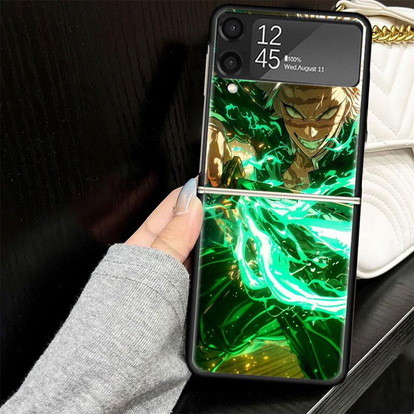 Чехол Demon Slayer Shinazugawa Sanemi для Samsung Galaxy Z Flip7 Flip6 Flip5 Flip4 Flip3 5G Жесткий чехол для телефона Z Flip 7 6 5 4 3 Черный