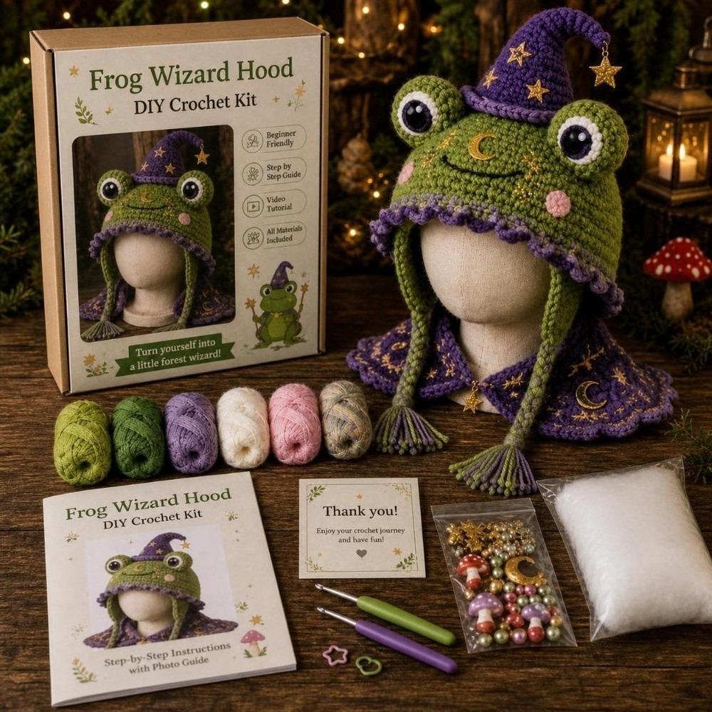 with Step-by-Step Guide Knitted Hat Crochet Kit DIY Animal Hood Hat Crochet Kit for Beginners