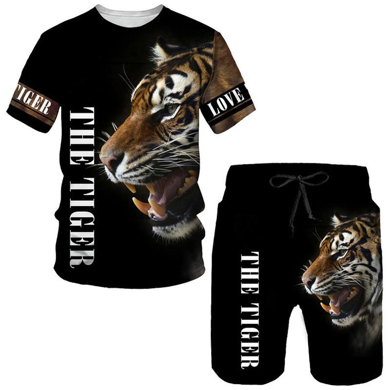 Футболки с 3D принтом «Животный Тигр», шорты, комплекты, мужские спортивные костюмы, модная футболка большого размера с короткими рукавами, комплект брюк, мужские костюмы, одежда