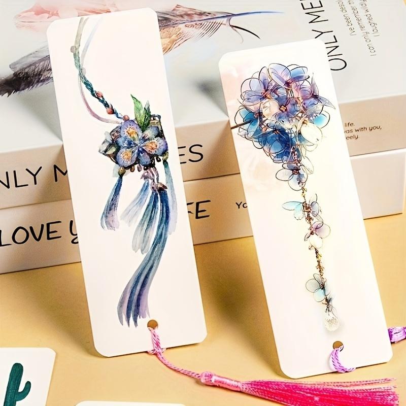 25 Watercolor Paper Bookmarks Blank Creative Hand-drawn Labels with Colored Tassels for DIY Coloring Powder Acrylic and Watercolor Art Projects