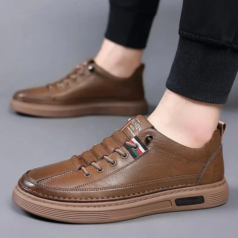Fashion Brand Men's Casual New Leather Shoes for Men Non-slip Sports Shoes Fashion Comfortable Sneakers Male Flat Slip-on Casual Shoes