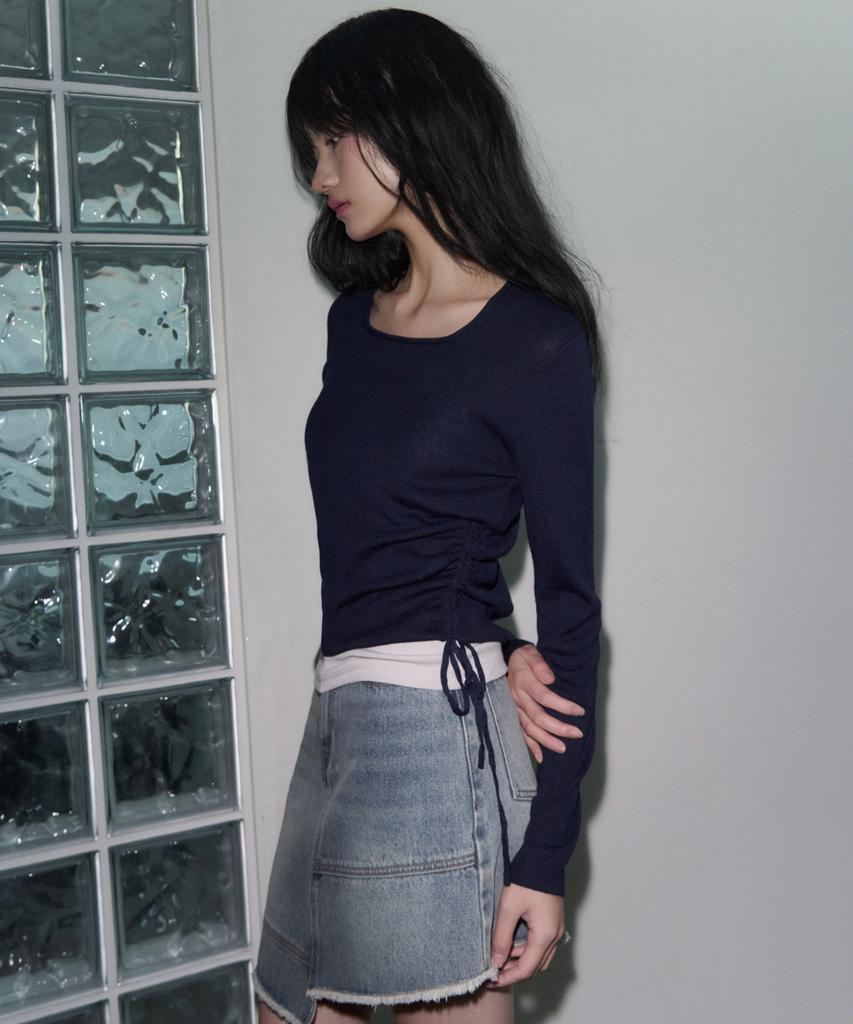 Ledeoli Топ из шерсти с квадратным вырезом и сборками [Меланж]