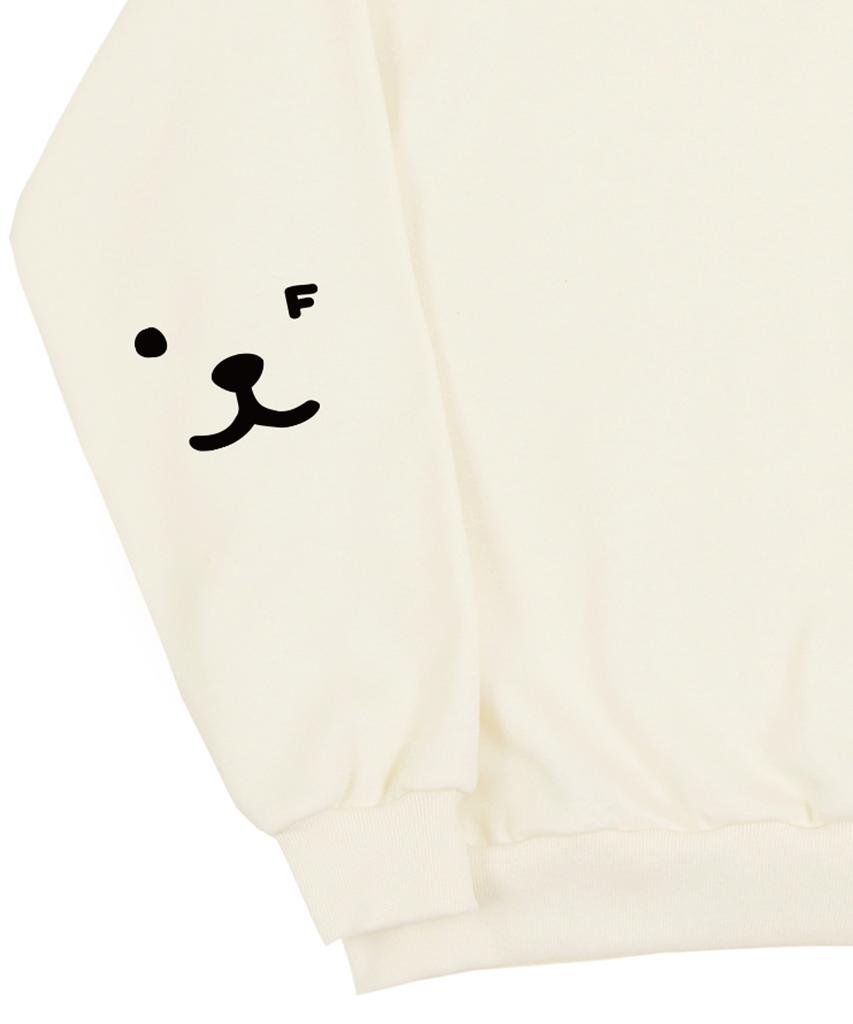 GRAVER [Unisex] Elbow Puppy Face Smile Sweatshirt_Cream/Black Logo