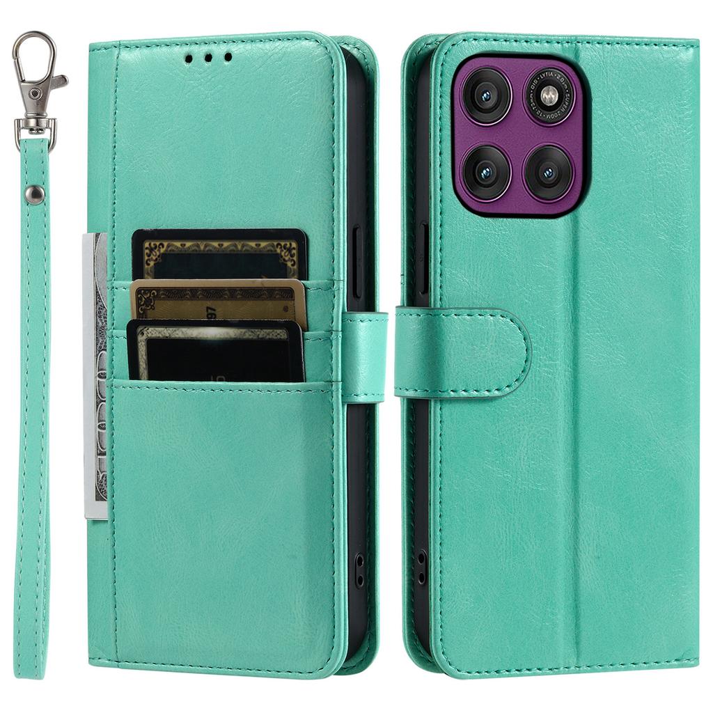 For Motorola Moto G86 5G Case 6 Card Slots PU Leather Anti-Fall Phone Cover with Wrist Strap