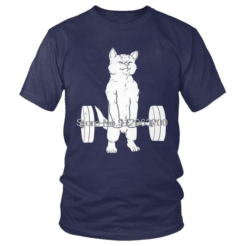 Tvoe Funny Powerlifting Cat Deadlift Lifting Tshirt Unisexs Harajuku T Shirt Short Sleeve Cotton Tshirt Urban Tee Tops