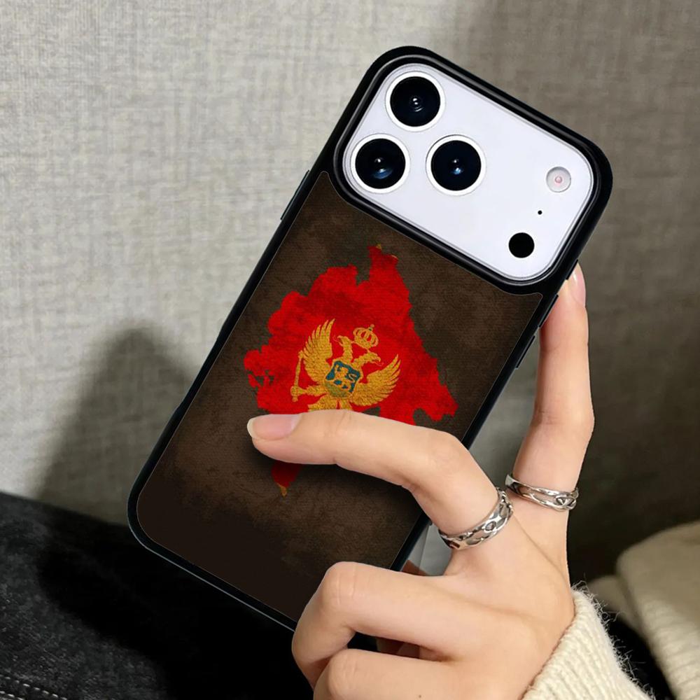Чехол Case для iPhone 17 Air 16 Pro Max 15 Plus 11 13 Mini 14 12 Задняя крышка телефона Флаг Черногории