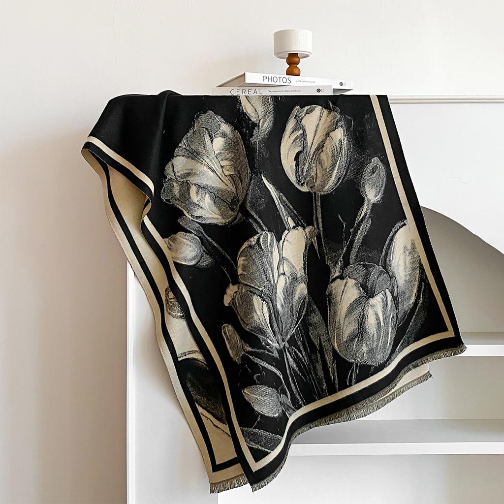 Luxury Design Winter Two-Sided Cashmere Jacquard Scarves High Quality Women Thicken Wrap Shawl Ladies  Pashmina Scarf