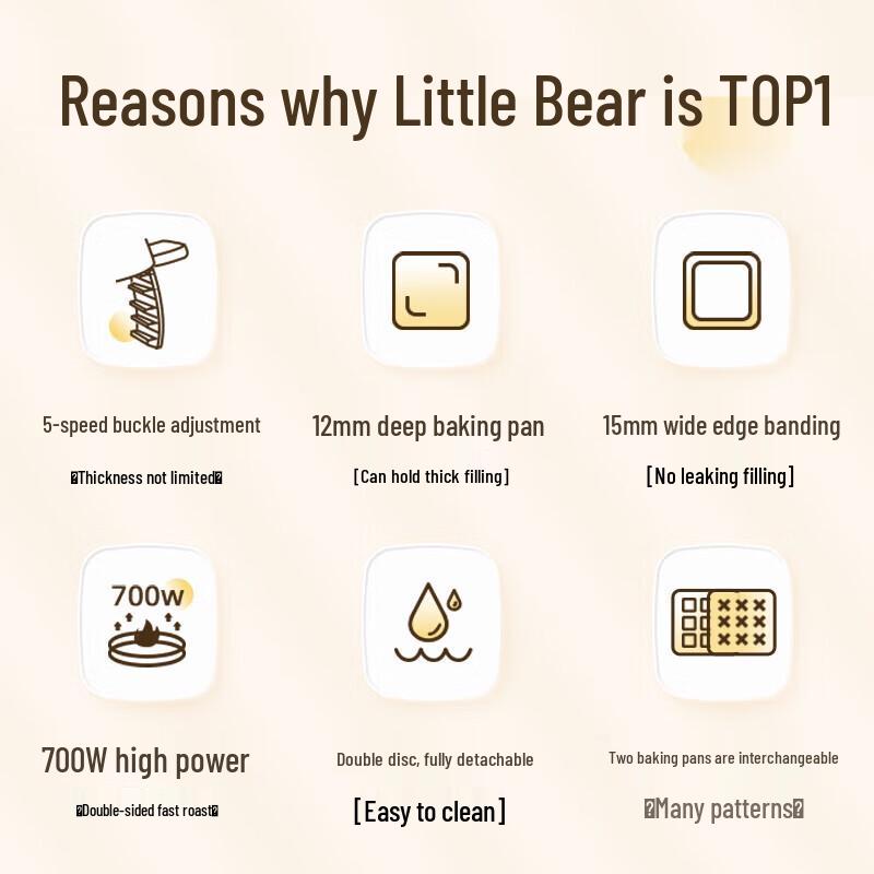BEAR Многофункциональный сэндвичмейкер и вафельница, штепсель CN (адаптер в комплекте)