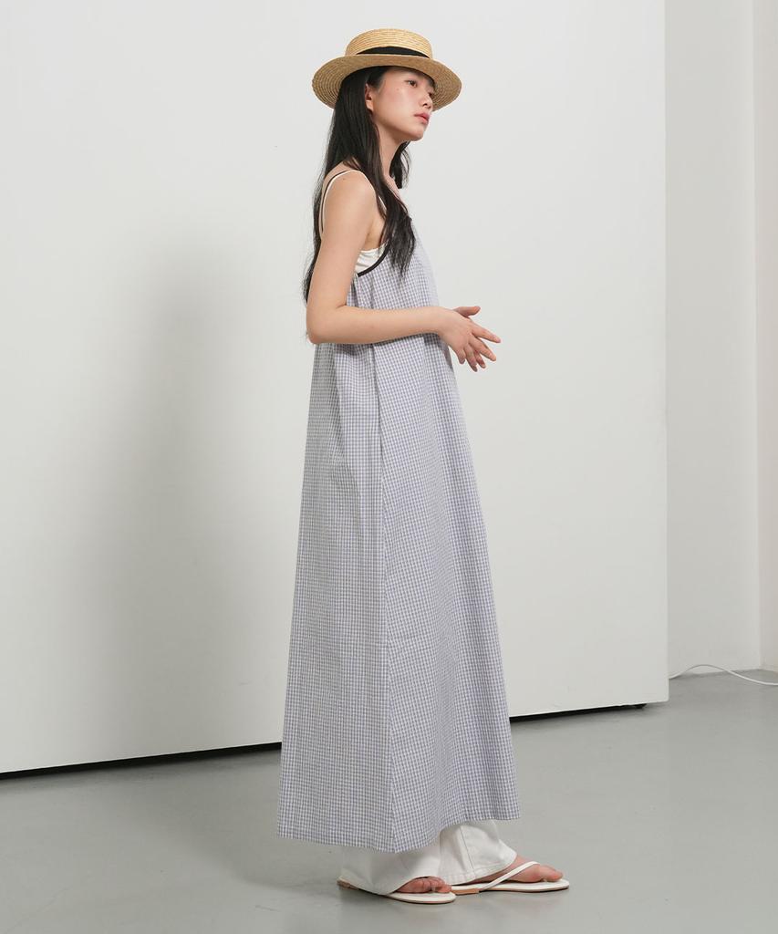 General Idea Check Sleeveless Long Dress [Sky Blue] / Gf2Lop519