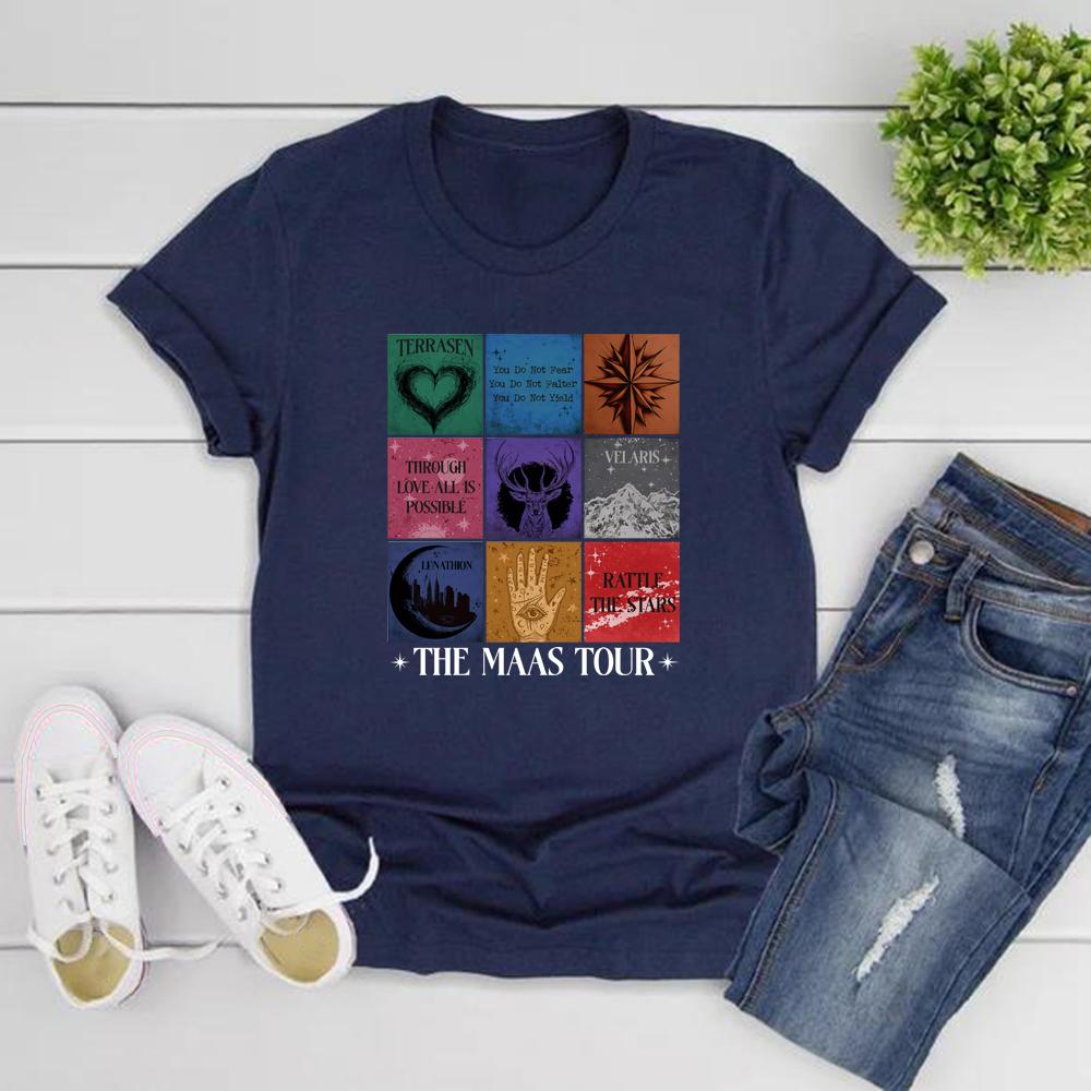 Футболка Sarah J Maas Eras Tour Футболка Maas Tour Футболка Crescent City Женская футболка с графикой Throne of Glass Merch Подарок фанатам SJM