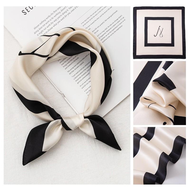 53cm Silk Scarf Women Fashion Floral Neckerchief Elegant Satin Bandana