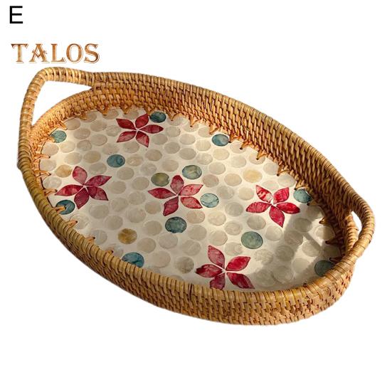 Плетеный поднос для фруктов без заусенцев, плотно сплетенный, яркий цвет, прочный, плетеная тарелка с фруктами для наслаждения прохладительными напитками для отеля