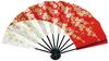 Love Red and White Dyed with Cherry Black Lacquered Fan For Dancing Fan, 1450cm, Gold-Gold Blossoms, 9.5cm, Bone, Box,