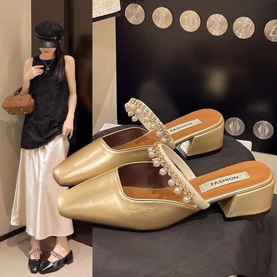 Весна и осень 2025 года, новая корейская версия сандалий с пустым квадратным носком, с открытым верхом, на толстом каблуке, с французским мыском, сандалии Мэри Джейн, женские летние