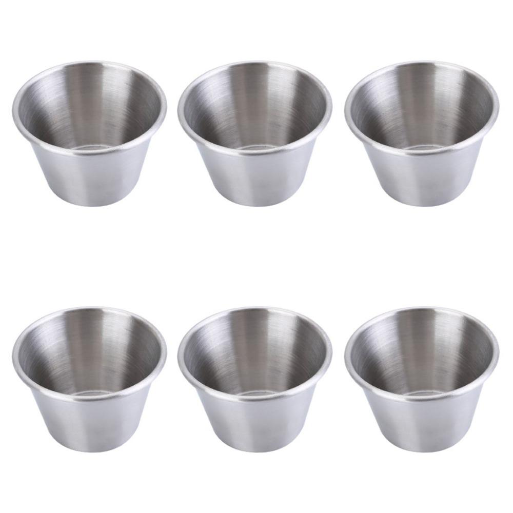 6 Pcs Leakproof Stainless Steel Wine Glass 70ml Stainless Steel Sauce Cups  Home Use