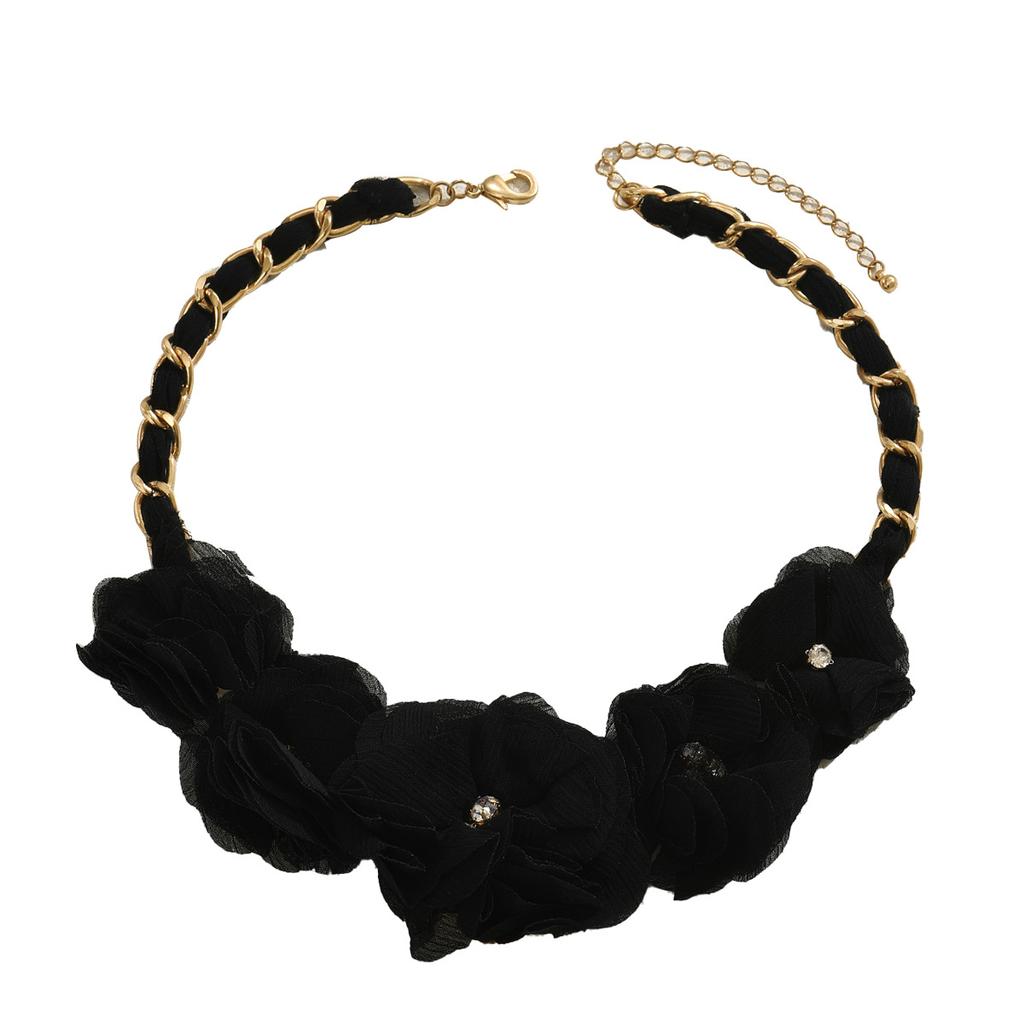 Простое женское ожерелье с бриллиантами, универсальный дизайн ткани, многослойная цепочка с цветком на ключицу, модная вещь