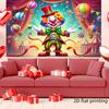 A set of 2D flat carnival banner circus clown wall art prints with a colorful carnival theme